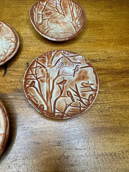 Ceramic Trinket Dish w/ Birds in Birches