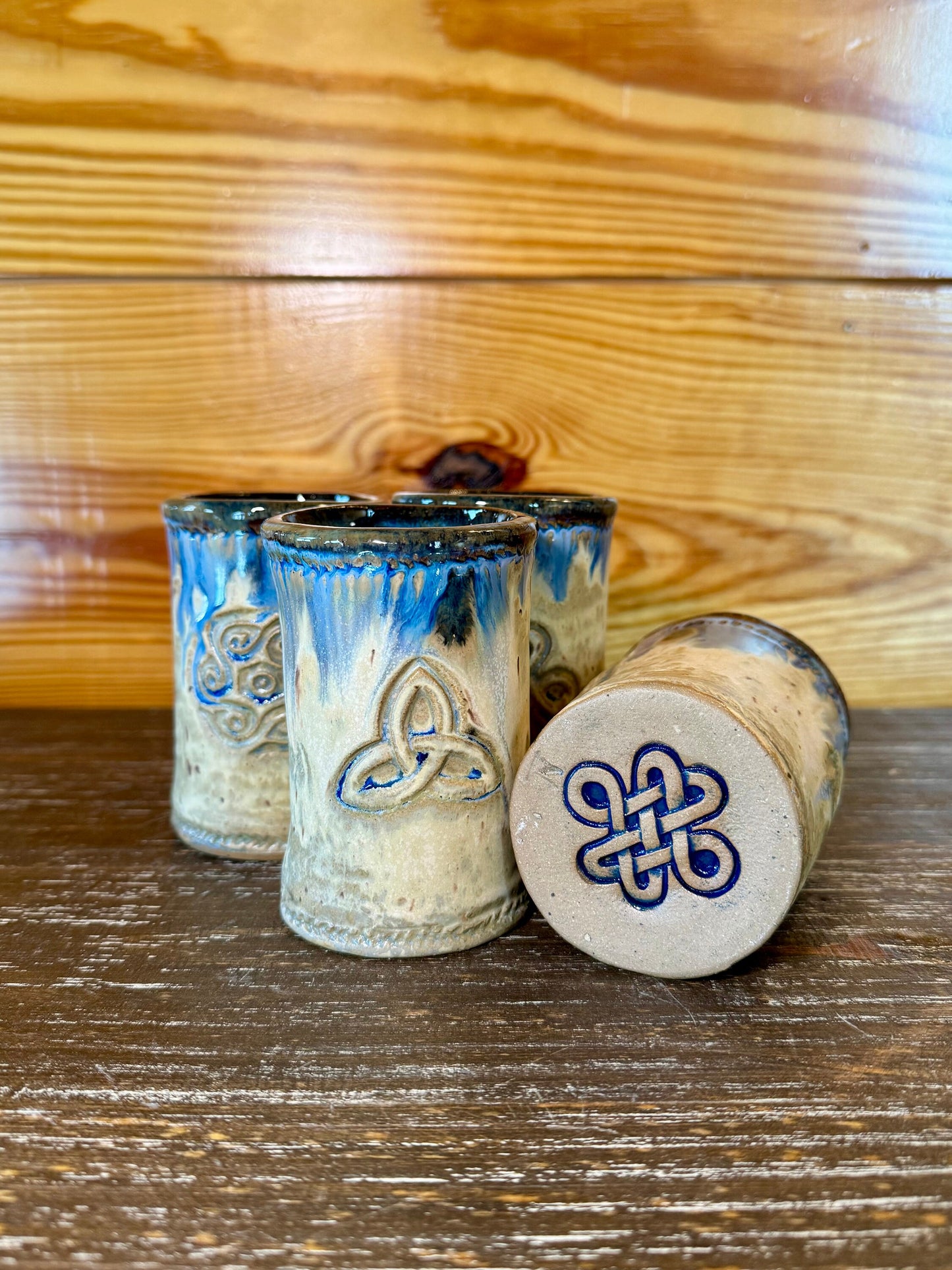 Set of 4 Cups w/ Celtic Symbols