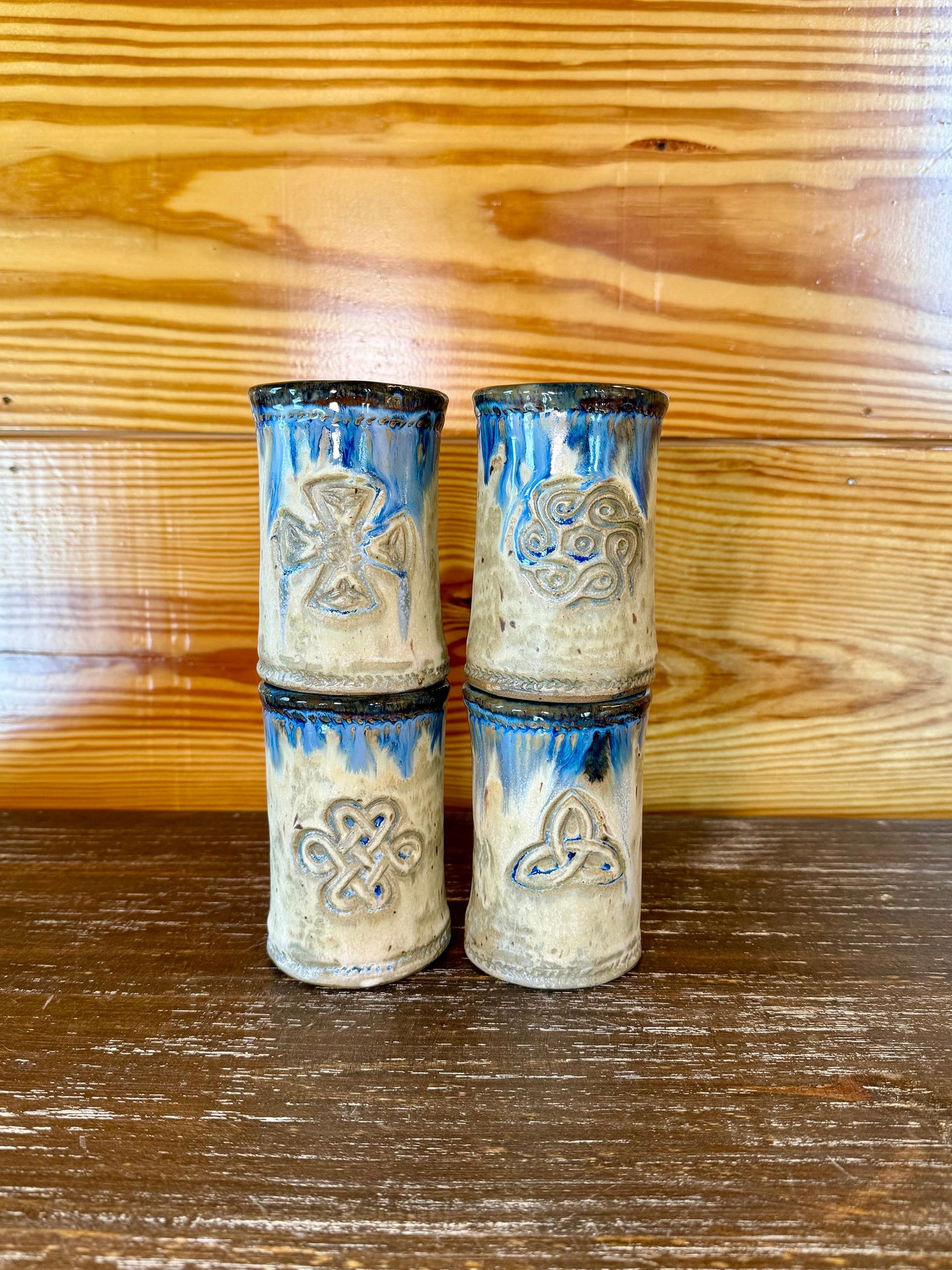 Set of 4 Cups w/ Celtic Symbols