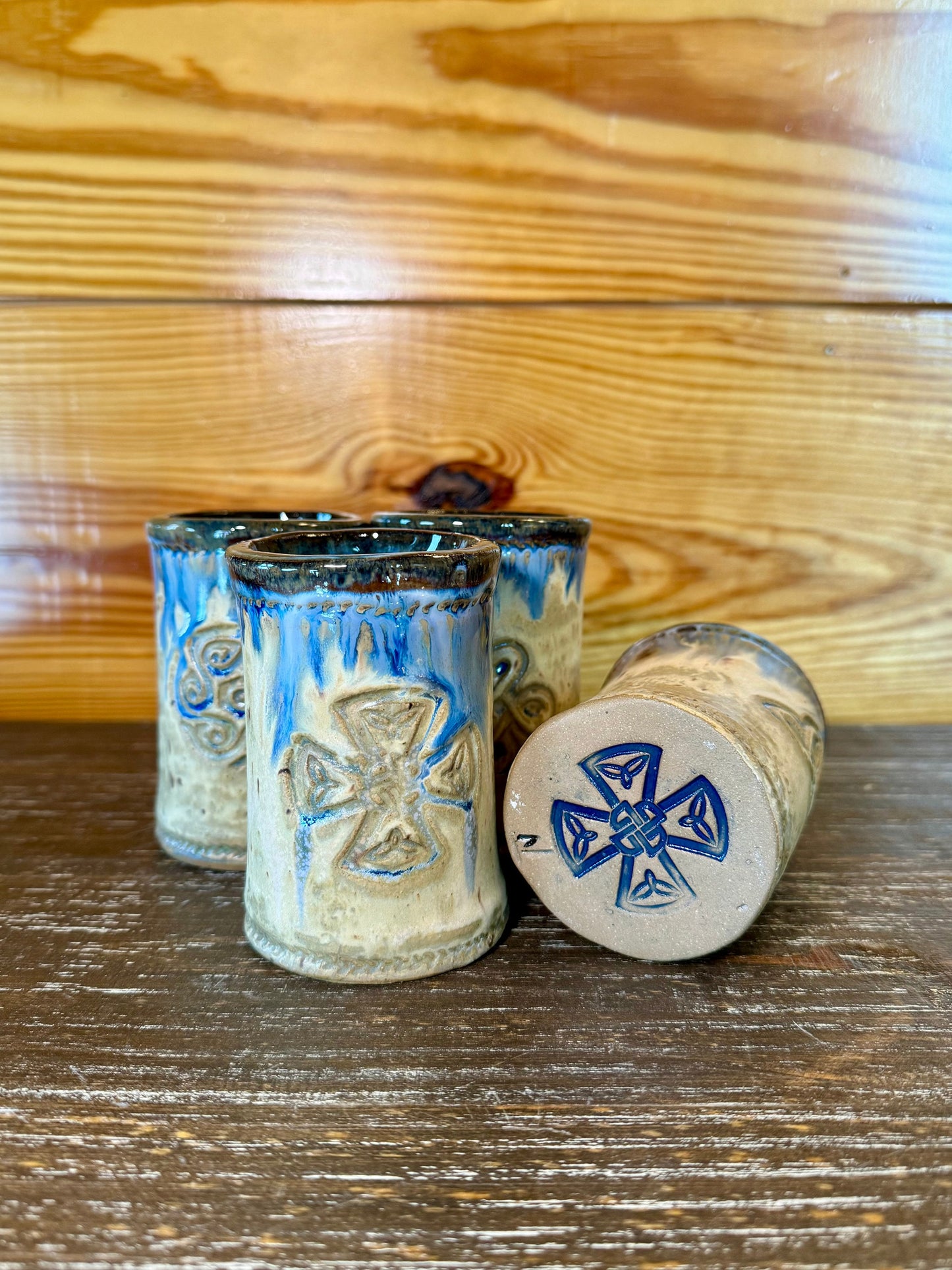 Set of 4 Cups w/ Celtic Symbols